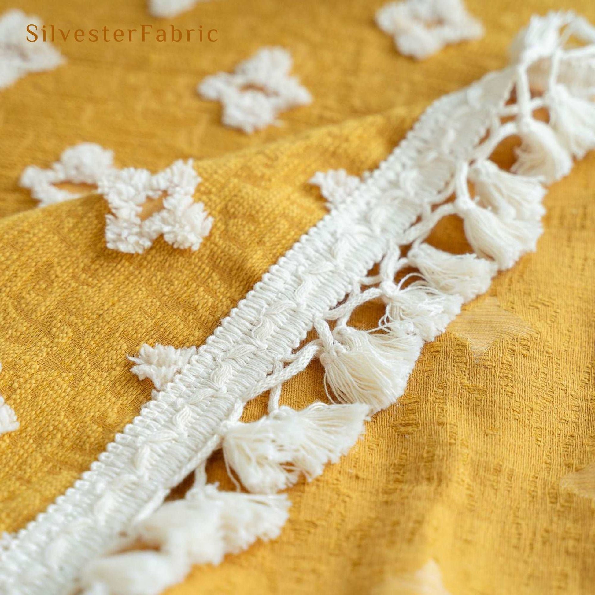 Yellow French Jacquard Vintage Farmhouse Cotton Rectangle Tablecloths