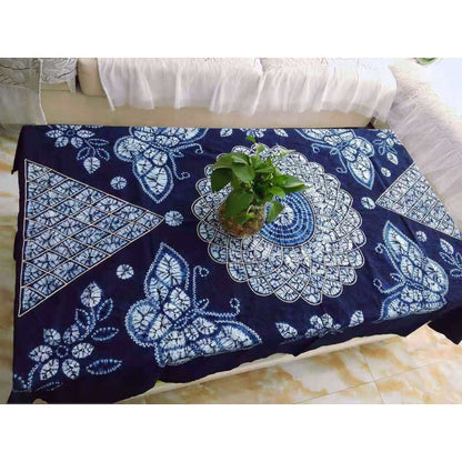 Traditional Hand Dyed Vintage Natural Tie-Dye Rectangle Tablecloths
