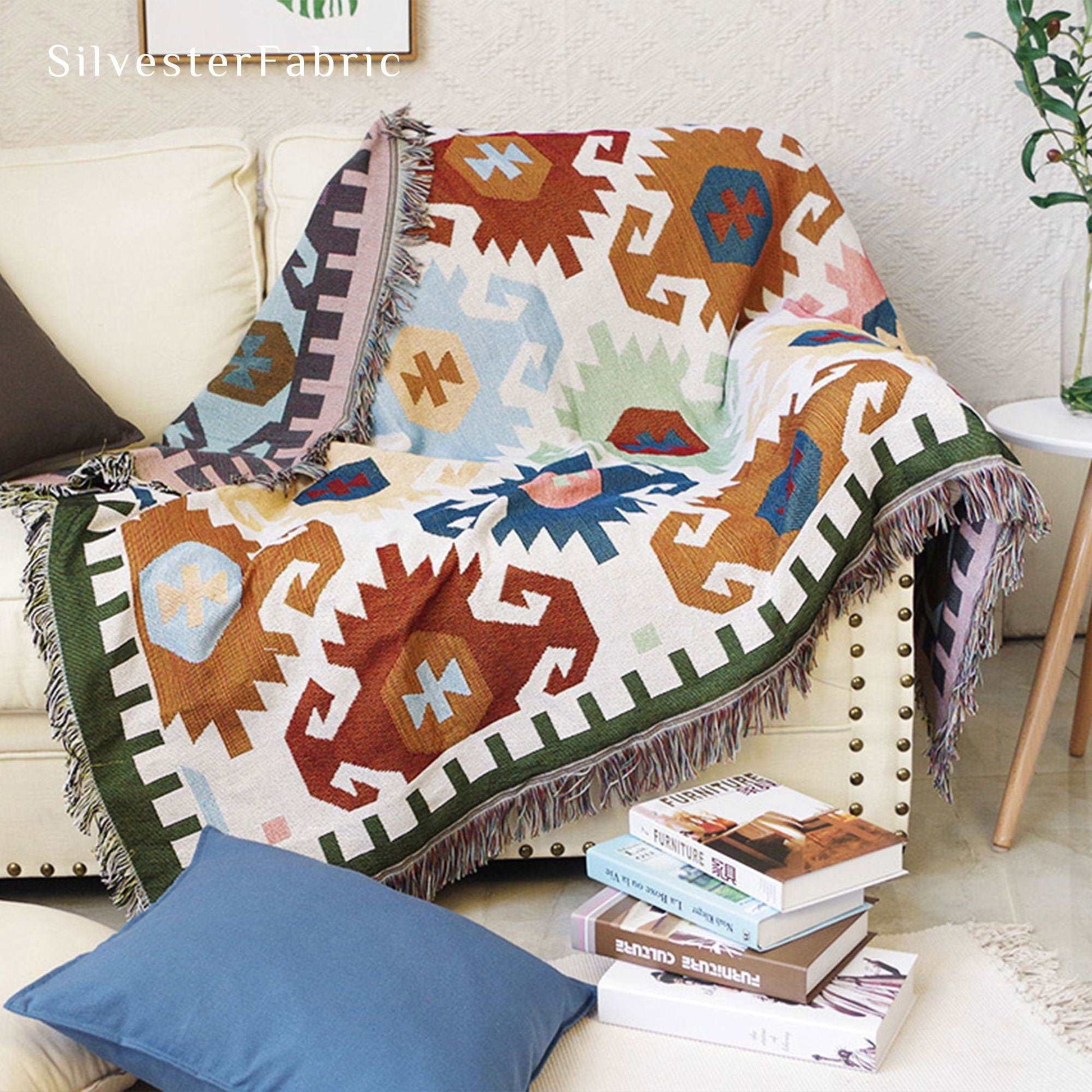 All Size Camping Picnic Blanket, BOHO Tribal Lndian Cotton Decoration Sofa Throw