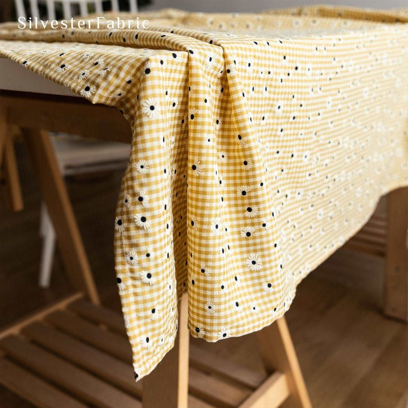 Adorable French Pale Floral Rustic Plaid Rectangle Tablecloths