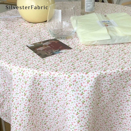 Adorable Rustic Rose Printed Cotton Outdoor Rectangle Tablecloth