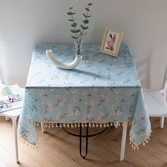 Blue Floral Tablecloth丨Small Square Tablecloth