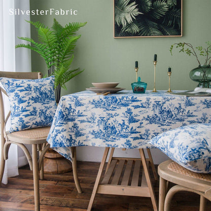 Country Garden Blue Tablecloth丨Free Shipping - Silvester Fabric