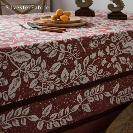 French Country Linen Plant Little Bird Print Rectangle Tablecloth