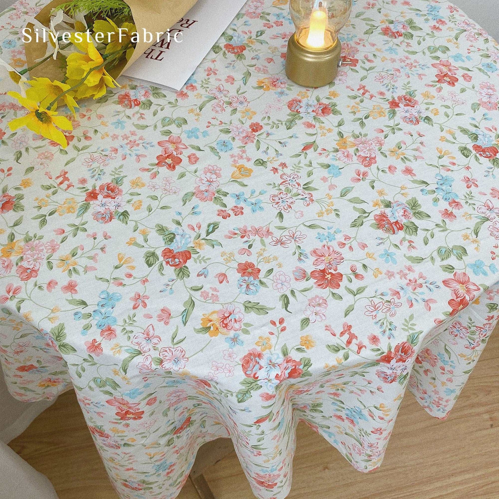 Cotton French Country Wildflowers Berries Outdoor Rectangle Tablecloth