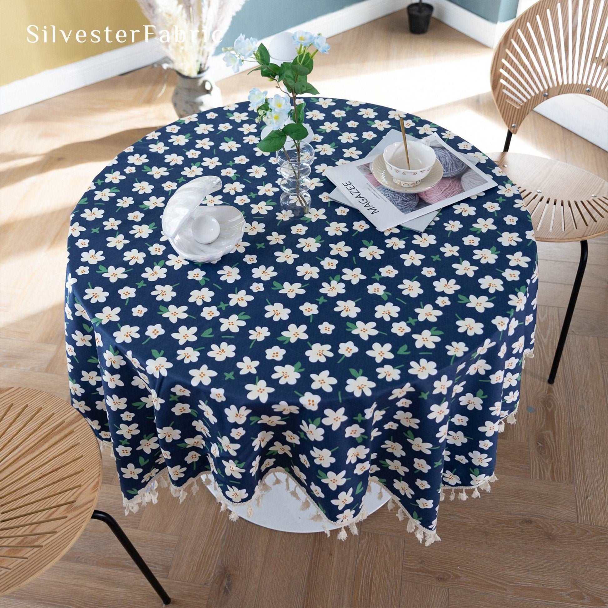 French Country Wildflowers Cotton Floral Outdoor Rectangle Tablecloth