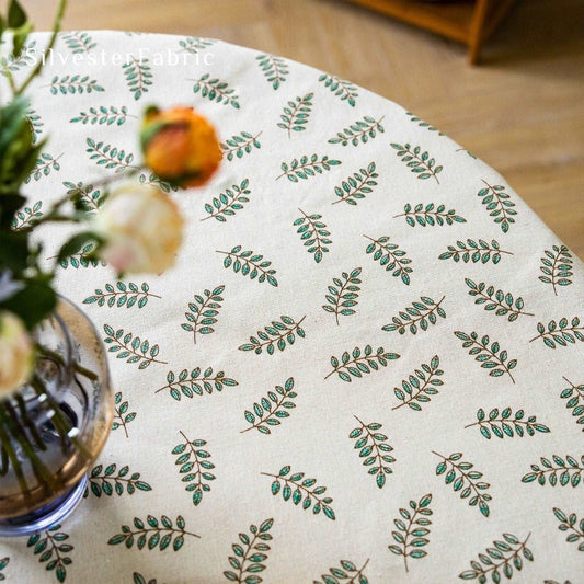 Leaf Printed Linen Tablecloth