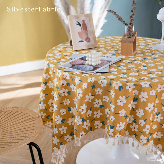 French Country Wildflowers Cotton Floral Outdoor Rectangle Tablecloth
