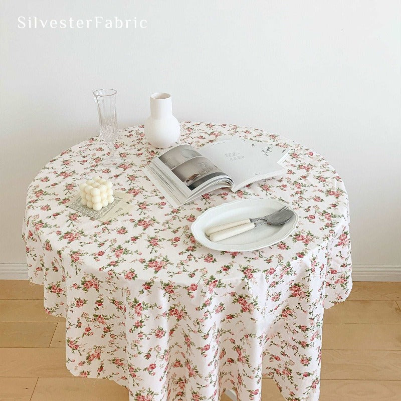 Adorable Rose Pattern French Cotton Outdoor Rectangle Tablecloth
