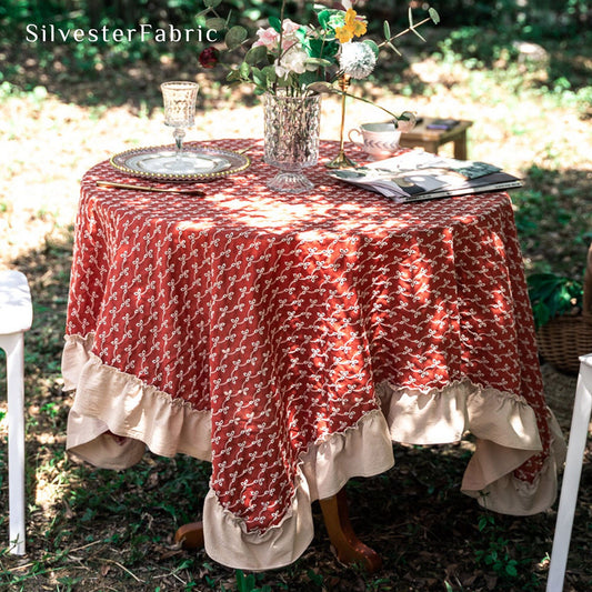 Red Outdoor Tablecloth丨Floral Embroidered - Silvester Fabric