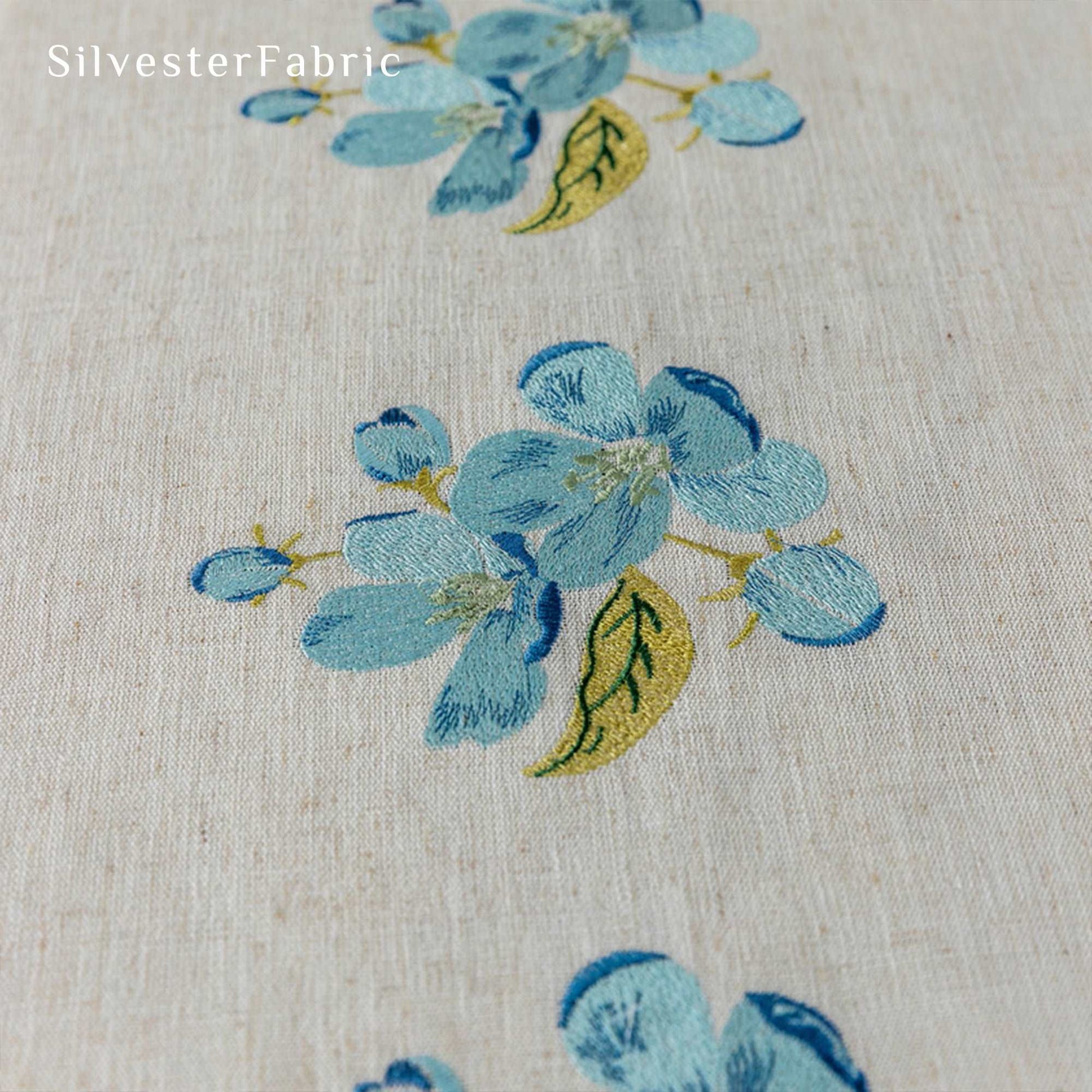 Embroidered Floral Linen Cotton French Vintage Rectangle Tablecloths