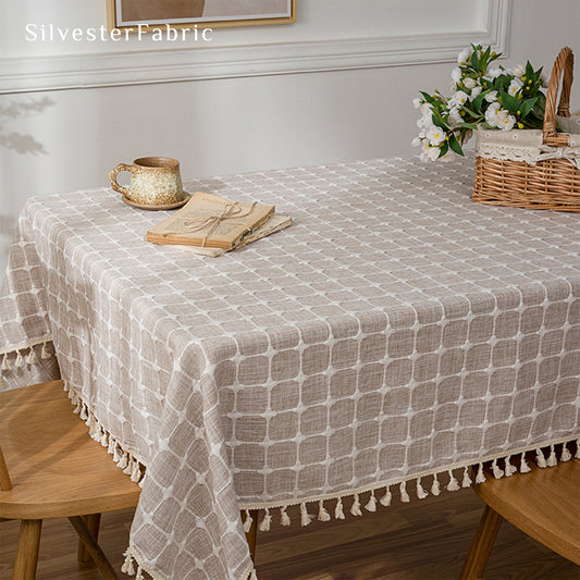Plaid Beige Tablecloth