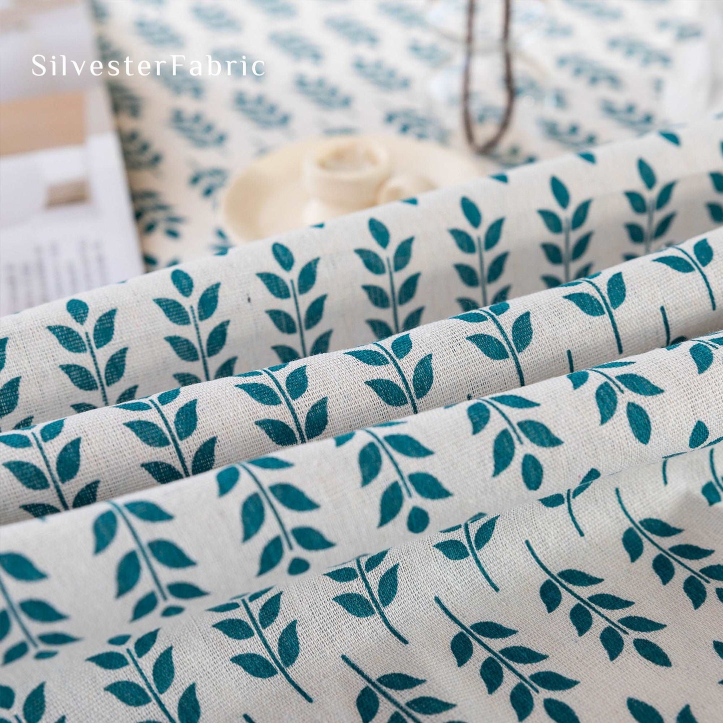 Geometric Abstract Leaf Pattern Cotton Linens Rectangle Tablecloth
