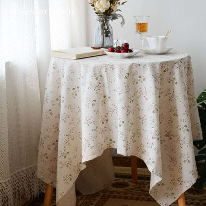 French Farmhouse Rectangle Floral Pattern Cotton Linen Tablecloths