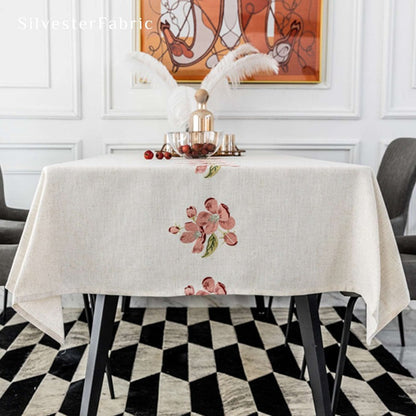Floral Tablecloth Rectangle丨Off White Tablecloth