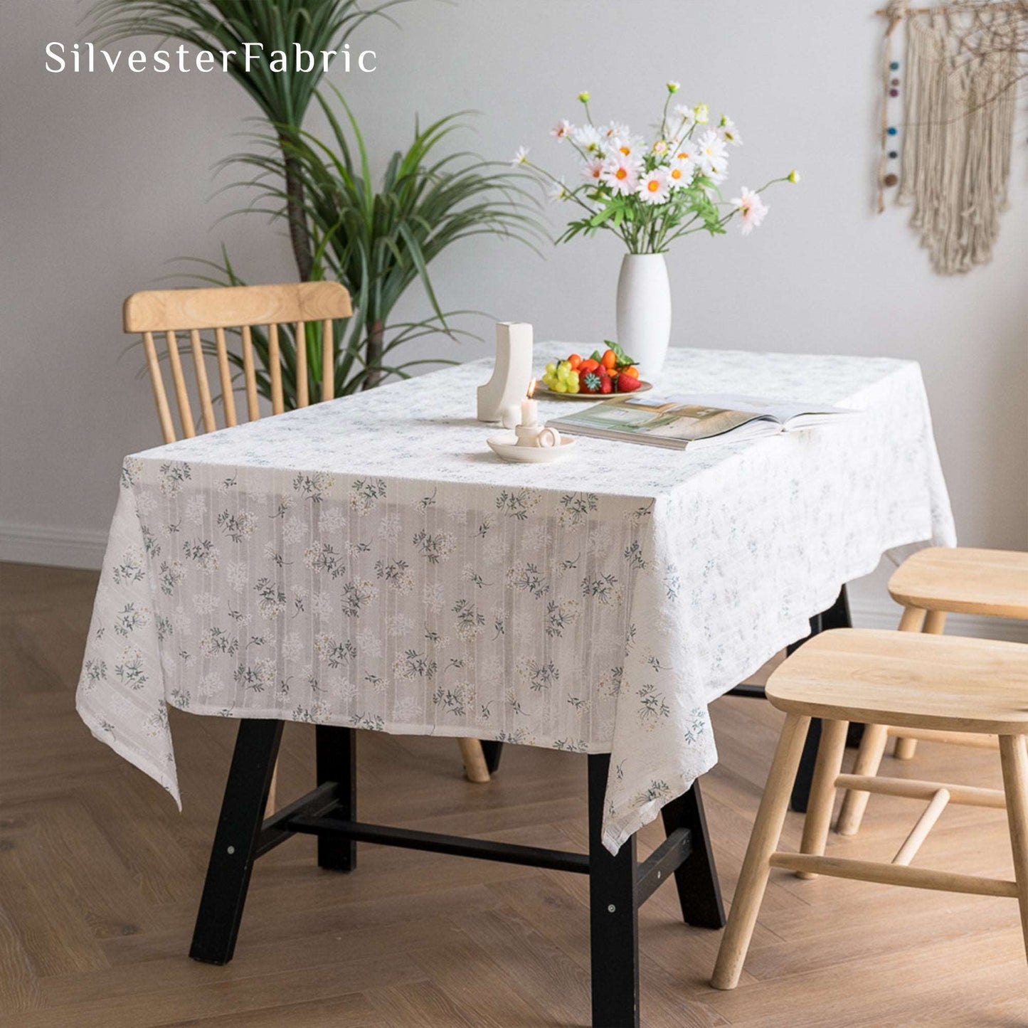 French Country Floral Patterns Embroidered Cotton Rectangle Tablecloths